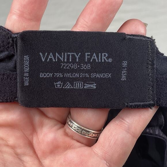 Vanity Fair Full Coverage Bra Women's Size 36B T-Shirt Wireless Black Adjustable - Picture 4 of 4